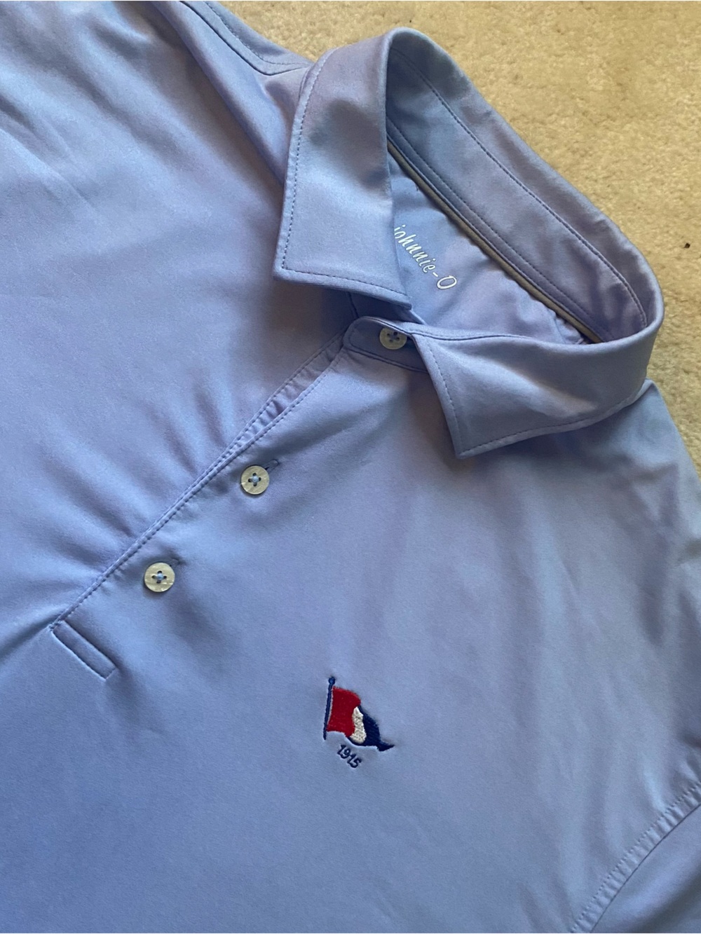 johnnie-O Men's Blue Performance Golf Polo Bayview Yacht Club 1915 Size Large